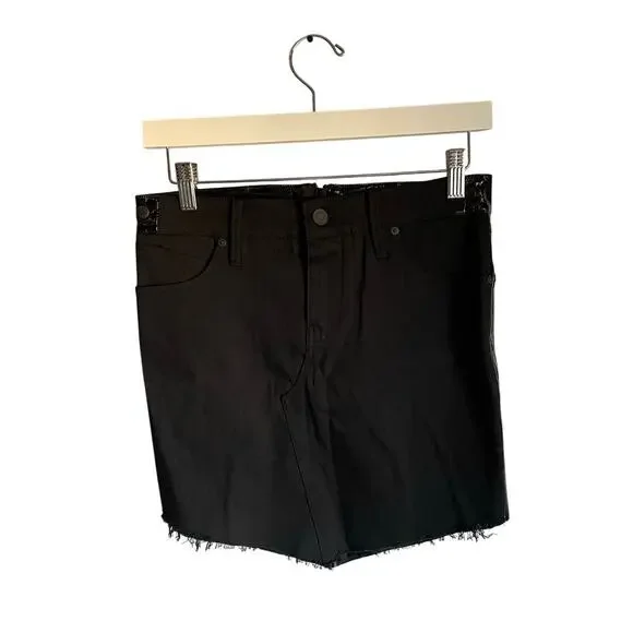 RtA Black Simone Faux Leather Denim Double Sided Mini Skirt Punk Going Out sz 2 - Picture 3 of 8